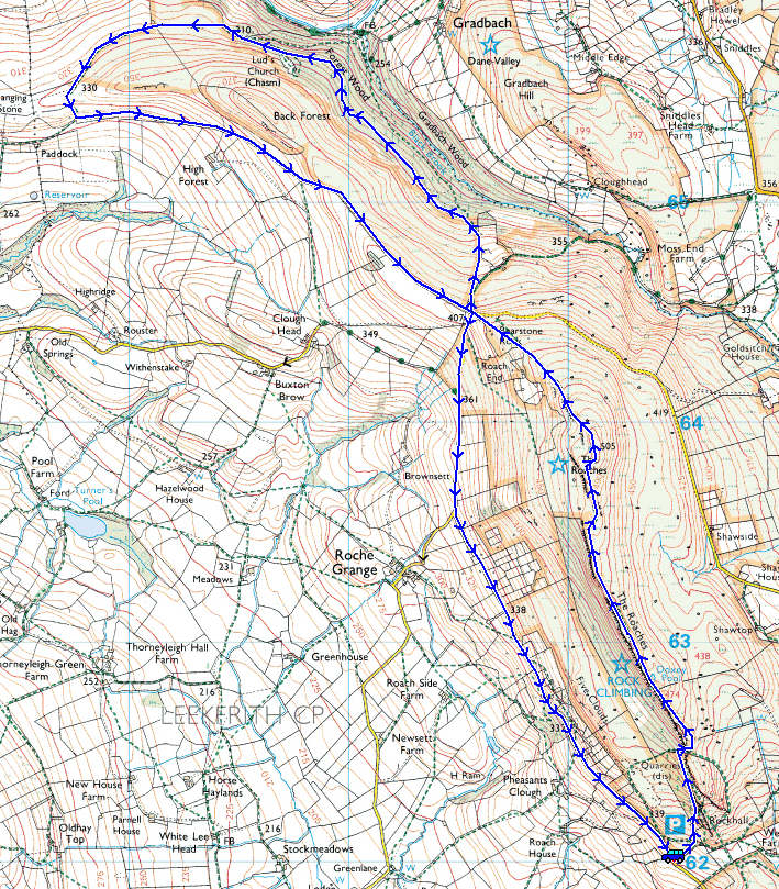 The Roaches Walk Map Walking The Roaches | Route Map The Roaches | Peak District - Lake District